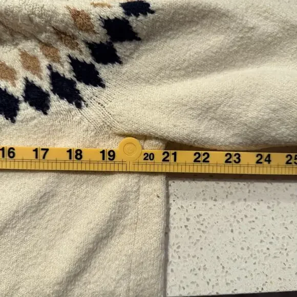 Artelier Nicole Miller Fair Isle Mock Neck Sweater Cream Black Nordic Large Soft - Picture 7 of 7